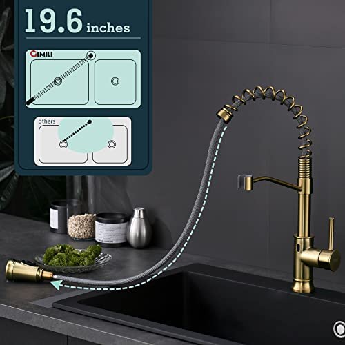 415qGRMLCUL. AC  - GIMILI Gold Touchless Kitchen Faucet with Pull Down Sprayer, Brushed Brass Motion Sensor Smart Hands-Free Activated Single Hole Spring Faucet for Kitchen Sink