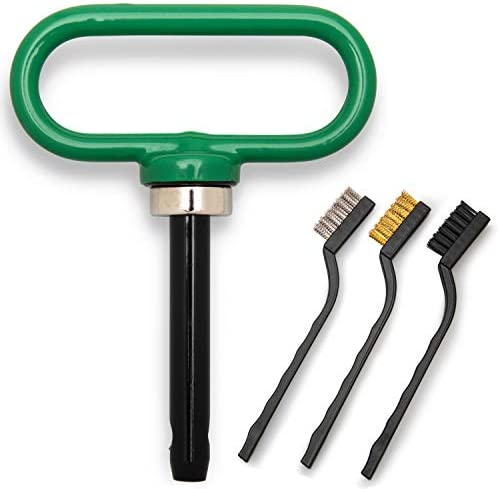 419J9U4QjSL. AC  - GR EXPERTS Magnetic Lawnmower Hitch Pin - Heavy Duty Magnet Trailer Gate Secure Pin for ATV, UTV or Riding Lawn Mower - Simple One Handed Hook On and Off - Set of 3 Cleaning Brushes Included