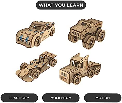 41EgdaHdbmL. AC  - Smartivity Torque Busters 3D Wooden Car Engineering STEM Toy Building Set for Kids Ages 6 and Up