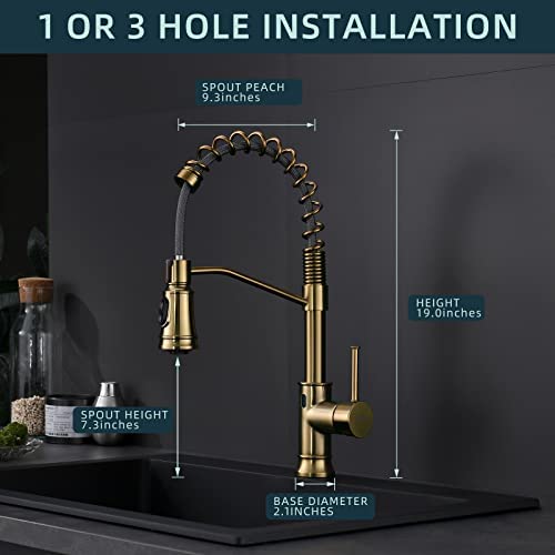 41IF 5xcFCL. AC  - GIMILI Gold Touchless Kitchen Faucet with Pull Down Sprayer, Brushed Brass Motion Sensor Smart Hands-Free Activated Single Hole Spring Faucet for Kitchen Sink