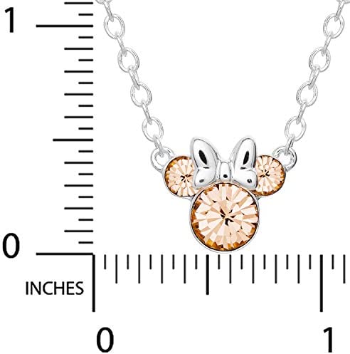 41JGwLIBSJL. AC  - Disney Minnie Mouse Crystal Birthstone Jewelry, Birth Month Pendant Necklace, Silver Plated