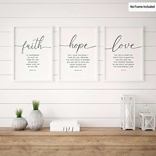 41NxcrwdqzL. AC  - Faith Hope and Love Bible Verses 3 Piece Canvas Wall Art Decor Serenity Prayer Wall Art or Living Room Large Size Christian Art Religious Quotes Wall Decor Unframed Love Wall Art Prints 16x24inchx3
