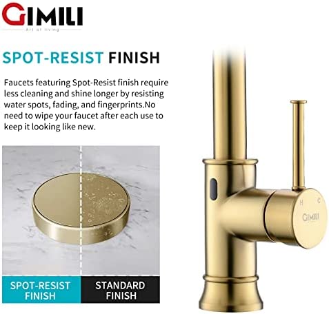 41gwiCyazzL. AC  - GIMILI Gold Touchless Kitchen Faucet with Pull Down Sprayer, Brushed Brass Motion Sensor Smart Hands-Free Activated Single Hole Spring Faucet for Kitchen Sink