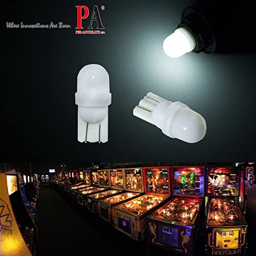 51 ajxGNA+L. AC  - PA LED 10PCS #555 T10 w5w 2 SMD 2835 LED Wedge Pinball Machine Light Top View Bulb 6.3VDC (White)