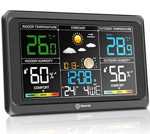 511sWBMGsL 500x445 - Geevon Weather Station Wireless Indoor Outdoor Thermometer, Large Color Display Temperature Humidity Monitor with Comfort Indicator, USB Charging Port and Adjustable Backlight