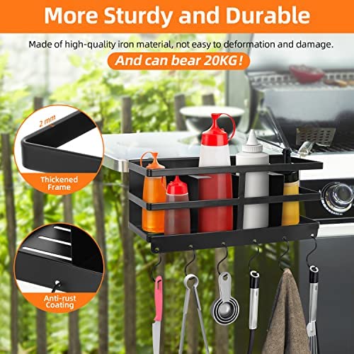 5141e8iJhSL. AC  - KGDJS Grill Caddy, Upgraded BBQ Caddy Designed for 28"/36" Blackstone Griddles, Removable Griddle Caddy, Space Saving BBQ Accessories Storage Box, Free Drilling Hole & Easy to Install (Black)