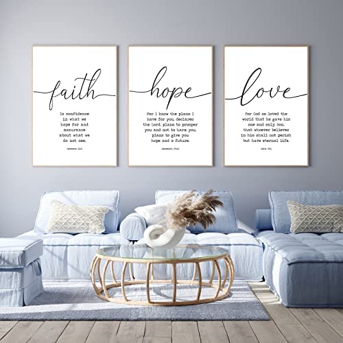 516ZU75fWiL. AC  - Faith Hope and Love Bible Verses 3 Piece Canvas Wall Art Decor Serenity Prayer Wall Art or Living Room Large Size Christian Art Religious Quotes Wall Decor Unframed Love Wall Art Prints 16x24inchx3