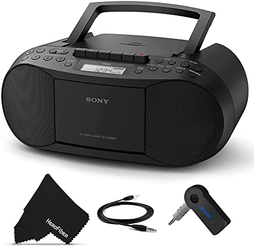51Hasg47AVL. AC  - Sony Bluetooth Boombox CD Radio Cassette Player Portable Stereo Combo with AM/FM Radio, Tape Player and Recorder & Bluetooth Receiver | Home Radio or for the Beach | Includes Aux Cable, Cleaning Cloth