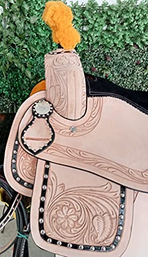 51Wh8zhpZ2L. AC  - ME Enterprises Youth Child Western Premium Leather Barrel Racing Pony Miniature Trail Equestrian Horse Saddle Matching Headstall, Breast Collar, Reins & Saddle Pad Size 10 to 12