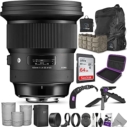 51jhWU2gR7L. AC  - Sigma 105mm f/1.4 DG HSM Art Lens for Sony E Mount with Altura Photo Advanced Accessory and Travel Bundle