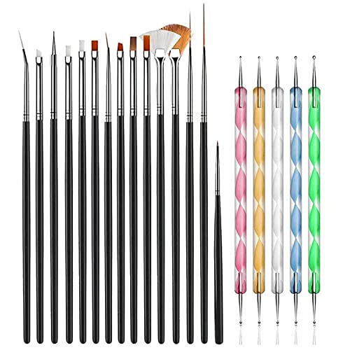 51nbkHnJ9pS - JOYJULY 20pcs Nail Art Design Tools, 15pcs Painting Brushes Set with 5pcs Dotting Pens, BLACK …