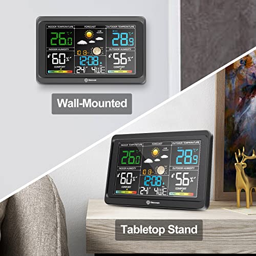 51owVR7QL2L - Geevon Weather Station Wireless Indoor Outdoor Thermometer, Large Color Display Temperature Humidity Monitor with Comfort Indicator, USB Charging Port and Adjustable Backlight