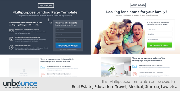 590x300 unbounce landing page.  large preview - Multipurpose Landing Page Template - All in One
