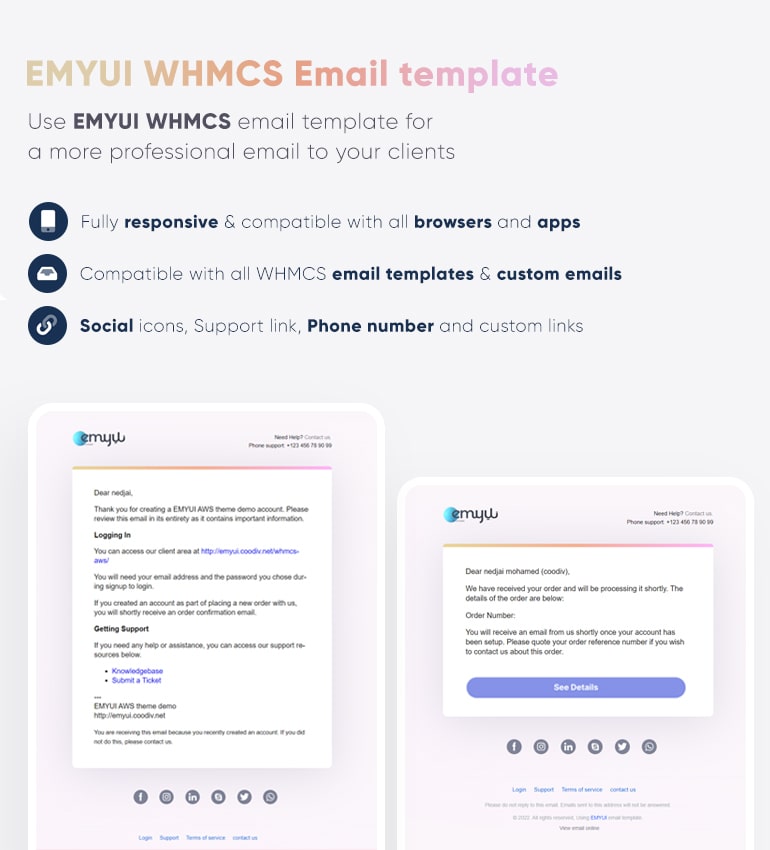 email - EMYUI - Multipurpose Web Hosting with WHMCS Template