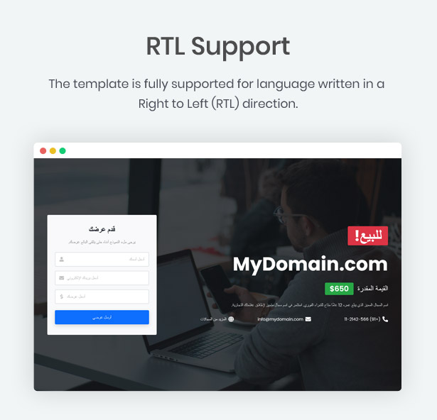 rtl - DomainX - Domain for Sale HTML Template