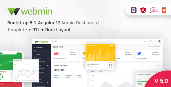 theme preview.  large preview - Webmin - Bootstrap 5 & Angular 12 Admin Dashboard Template