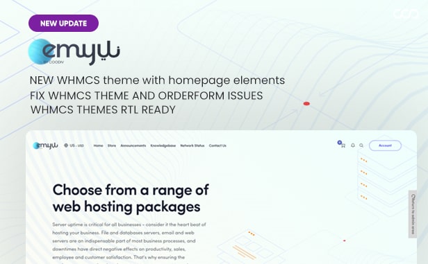 update 1 2 2 - EMYUI - Multipurpose Web Hosting with WHMCS Template