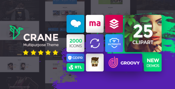 01 crane business theme new.  large preview - Crane - Responsive Multipurpose WordPress Theme