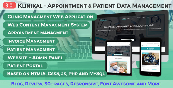 01 preview  large preview.  large preview - Klinikal - Appointment & Patient Data Management Responsive Web Application