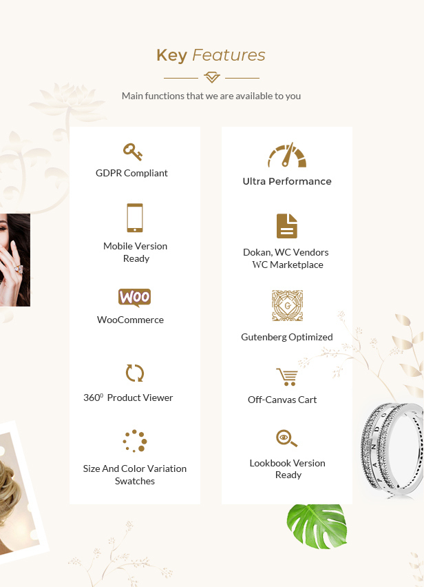 06 key features - Karo | Jewelry Diamond WooCommerce WordPress Theme