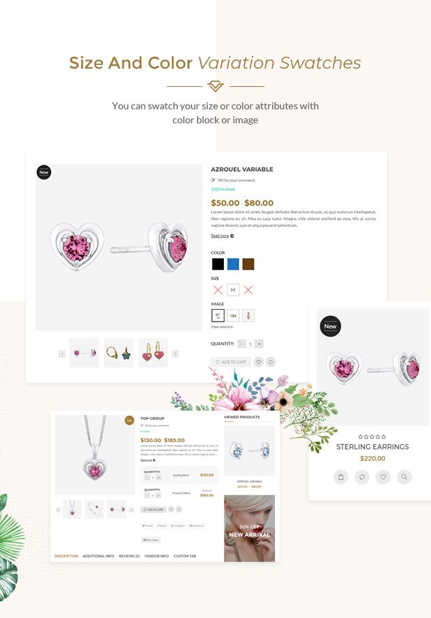 12 variation swatches - Karo | Jewelry Diamond WooCommerce WordPress Theme