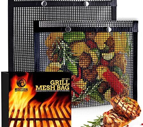 1672716371 61Ixg0vi5wL. AC  500x445 - BBQ Mesh Grill Bags - 12 x 9.5 Inch Reusable Grilling Pouches for Charcoal, Gas, Electric Grills & Smokers - Heat-Resistant, Non-Stick Barbecue Bag is a Must-Have for All Pitmasters - Set of 2