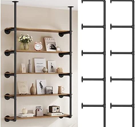 1673279512 41saioICOAL. AC  480x445 - Pynsseu Industrial Iron Pipe Shelf Wall Mount, Farmhouse DIY Open Bookshelf, Pipe Shelves for Kitchen Bathroom, bookcases Living Room Storage, 2Pack of 5 Tier
