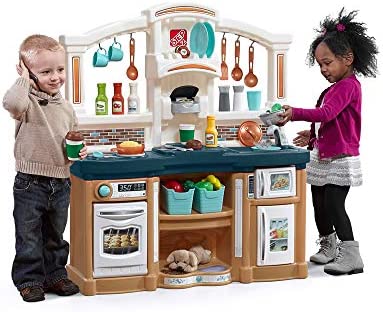 1674318875 51OJSGhUGFL. AC  - Step2 Fun with Friends Kitchen | Large Plastic Play Kitchen with Realistic Lights & Sounds | Blue Kids Kitchen Playset & 45-Pc Kitchen Accessories Set