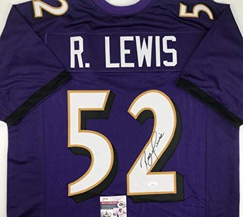 1674405359 515JV0StadL. AC  500x445 - Autographed/Signed Ray Lewis Baltimore Purple Football Jersey JSA COA