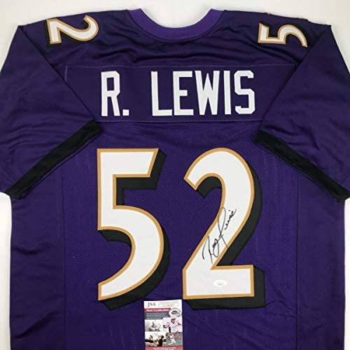 Autographed/Signed Ray Lewis Baltimore Purple Football Jersey JSA COA