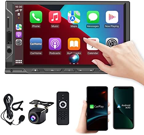 1674492020 41Gh7EByTLL. AC  - Car Radio Bluetooth 5.2 Double Din Car Stereo with Apple CarPlay Android Auto 7 Inch HD Touchscreen Dual Din Car Radio with Backup Camera, AM/FM Car Radio Receiver, USB/SD Port, A/V Input, Mirror Link