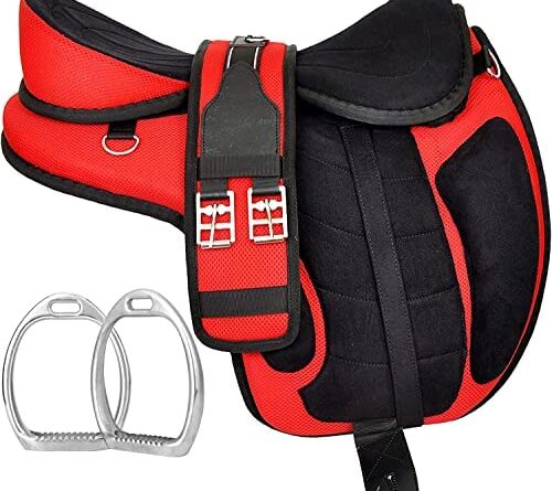 1674535254 51rfdeUN26L. AC  500x445 - Equitack Synthetic Freemax Treeless English Horse Saddle Tack & Leather Straps | Get 1 Matching Girth 10" in to 20" Inch Seat Size (Synthetic, 16.5 inches seat)