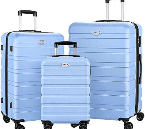 1674881493 41AVVMpBhjL. AC  498x445 - AnyZip Luggage Sets 3 Piece PC ABS Hardside Lightweight Suitcase with 4 Universal Wheels TSA Lock Carry On 20 24 28 Inch Light Blue