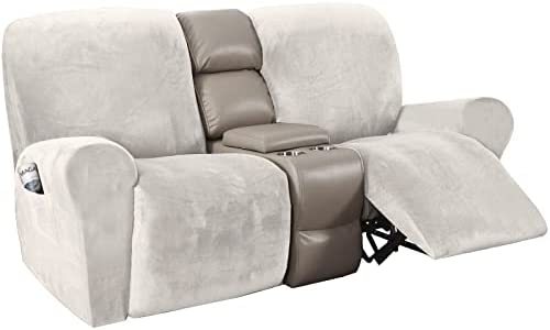 1675098095 31EJKEi6aeL. AC  - H.VERSAILTEX Velvet Stretch Recliner Couch Covers 6-Pieces Recliner Loveseat Covers for 2 Cushion Couch Recliner Sofa Covers Reclining Slipcovers Form Fitted Thick Soft Washable, Off White