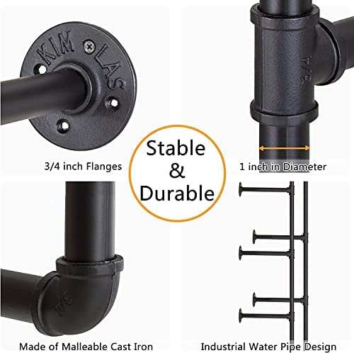 41DTUDnJl5L. AC  - Pynsseu Industrial Iron Pipe Shelf Wall Mount, Farmhouse DIY Open Bookshelf, Pipe Shelves for Kitchen Bathroom, bookcases Living Room Storage, 2Pack of 5 Tier