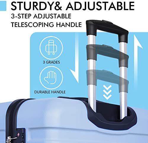 41DdwGJGaTL. AC  - AnyZip Luggage Sets 3 Piece PC ABS Hardside Lightweight Suitcase with 4 Universal Wheels TSA Lock Carry On 20 24 28 Inch Light Blue