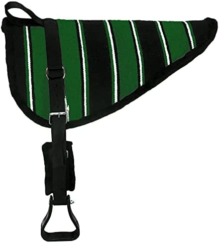 41PJcqeD7wL. AC  - W Enterprises Navajo Handle Bareback Horse Saddle Pad; Include Free Girth & Stirrups. Pad Size 30 Inches Length ; 33 Inches at The widest ; Girth Size 1 Inch Thick & 4 x 34 Inches Long (D Green 1)