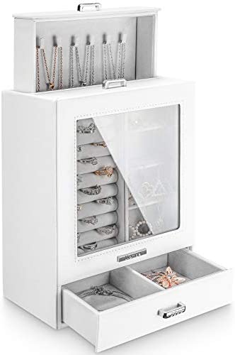 41PiBYnmJ2L. AC  - Homde Jewelry Organizer Girls Women Jewelry Box for Necklaces Rings Earrings Gift Jewelry Storage Case Porcelain Pattern Series (White)