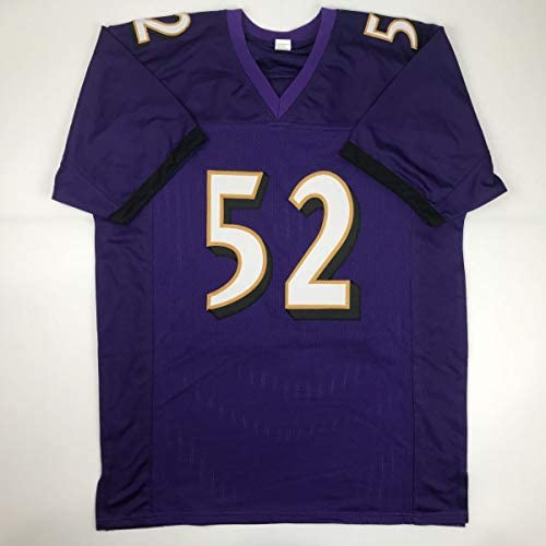 41RQ7cHhsRL. AC  - Autographed/Signed Ray Lewis Baltimore Purple Football Jersey JSA COA