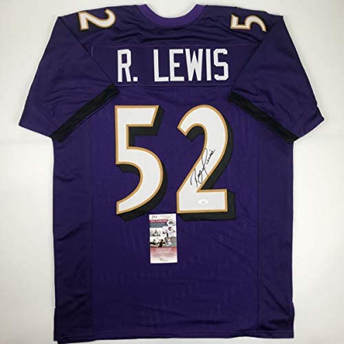 41VSIT5h1LL. AC  - Autographed/Signed Ray Lewis Baltimore Purple Football Jersey JSA COA