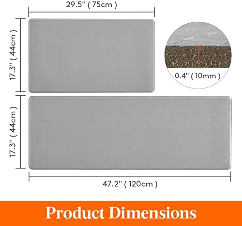 41XyuH6DnKL. AC  - Lifewit Kitchen Rugs Soft Cushioned Anti Fatigue Mats for Kitchen Floor Front of Sink Waterproof Non Slip Heavy Duty PVC Kitchen Floor Mat Runner Rug Set for Home Office Laundry Room , Set of 2, Grey