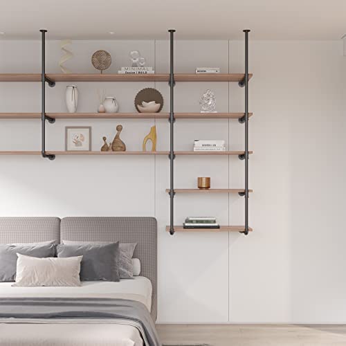 41dtRB8S8hL. AC  - Pynsseu Industrial Iron Pipe Shelf Wall Mount, Farmhouse DIY Open Bookshelf, Pipe Shelves for Kitchen Bathroom, bookcases Living Room Storage, 2Pack of 5 Tier
