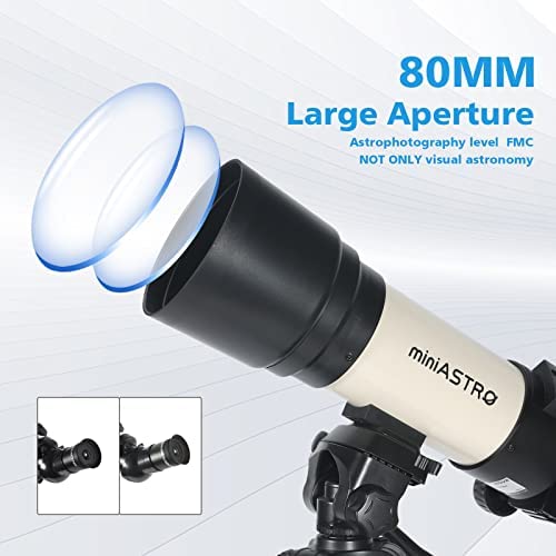41hjVqJWIgL. AC  - 80mm Refracting Telescope for Adults Astronomy - Professional Astronomical Telescope Kit for Beginners - Portable Telescopes Ideal for Phone Astrophotography, with Adjustable Tripod and Phone Adapter