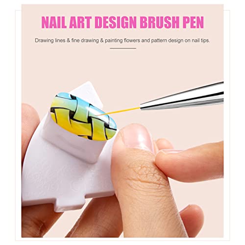41oZtzootSL - Sularpek 5 Pcs Nail Art Liner Brushes, Professional UV Gel Painting Nail Art Design Brush Pen, Nail Art Design Brush Pen Set，Rhinestone Handle Nail Dotting Drawing Pen