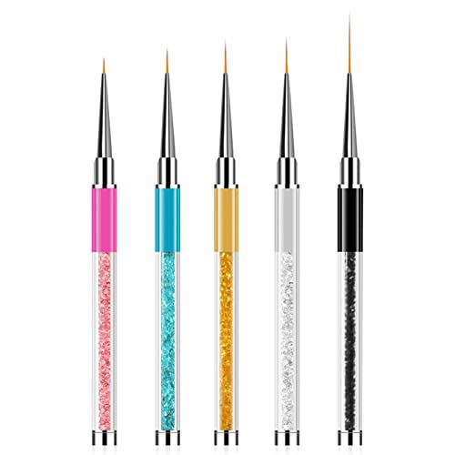 41utk+dZUwL - Sularpek 5 Pcs Nail Art Liner Brushes, Professional UV Gel Painting Nail Art Design Brush Pen, Nail Art Design Brush Pen Set，Rhinestone Handle Nail Dotting Drawing Pen