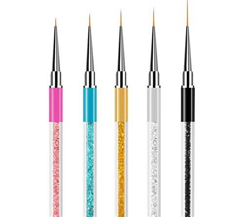 41utkdZUwL 500x445 - Sularpek 5 Pcs Nail Art Liner Brushes, Professional UV Gel Painting Nail Art Design Brush Pen, Nail Art Design Brush Pen Set，Rhinestone Handle Nail Dotting Drawing Pen
