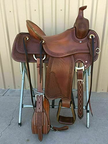 41ysdbcvfhL. AC  - Star Trading Company Premium Leather Western Barrel Racing Adult Horse Saddle Size 10 to 13 Inch Seat