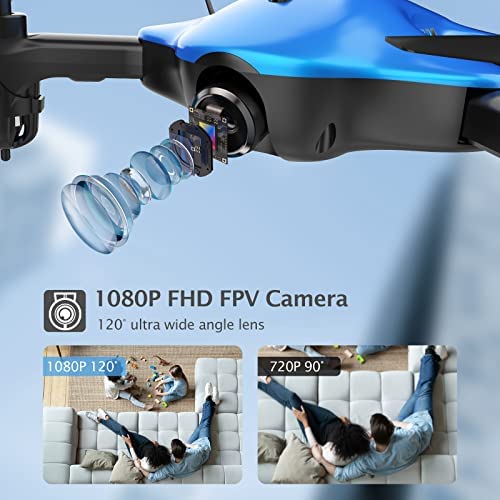 518FzvO2lWL. AC  - Drone with Camera, DROCON Spacekey 1080P Remote Control Drone for Kids Beginners, FPV Drone App Control, Gravity Control, One-key Return, 2 Batteries, 3 Speed Modes, Foldable Arms,Blue
