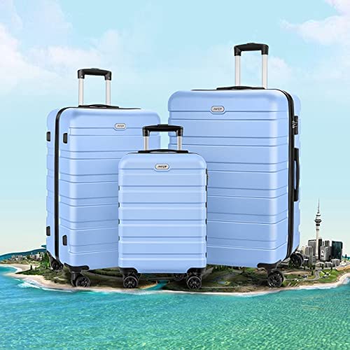 518pfFwFz8L. AC  - AnyZip Luggage Sets 3 Piece PC ABS Hardside Lightweight Suitcase with 4 Universal Wheels TSA Lock Carry On 20 24 28 Inch Light Blue