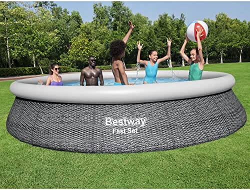 51IPzcGvOiL. AC  - Bestway 57267E Fast Set Up 15ft x 33in Outdoor Inflatable Round Above Ground Swimming Pool Set with 530 GPH Filter Pump, Blue